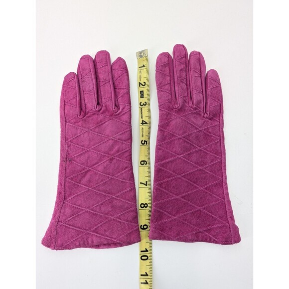Van Raalte Magenta Vintage Leather Diamond Pattern Women's Gloves Size Small/Med - Picture 3 of 7